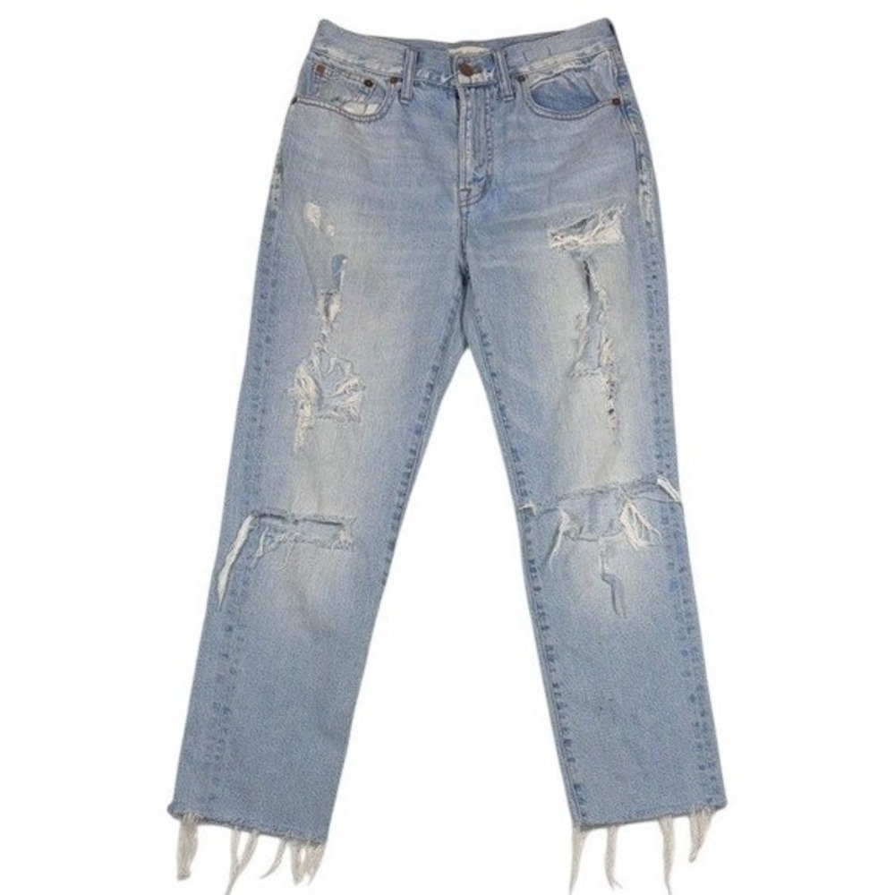 Madewell The Perfect Vintage Jean Distressed Light Wash Raw Hem Size 27